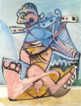 Pablo Picasso Painting - Hombre sentado tocando la flauta 1971 cubismo Pablo Picasso